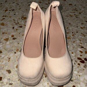 Beige/Rice White Platform Heels